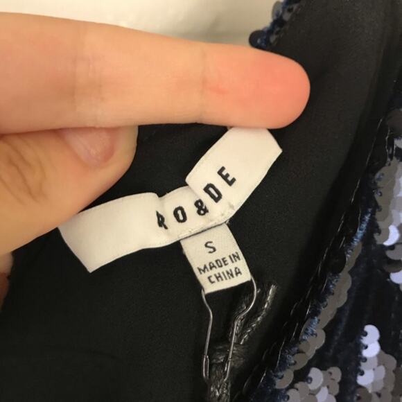 NWT Ro & De Navy Sequin Velvet Top Size M - Picture 5 of 11